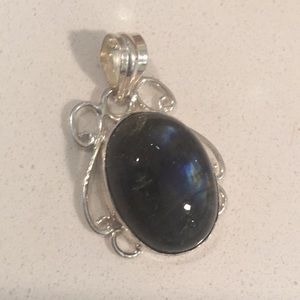 Labradorite pendant - greens and blues flashy
